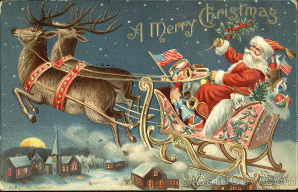 Santa on Sleigh with Toys Santa Claus