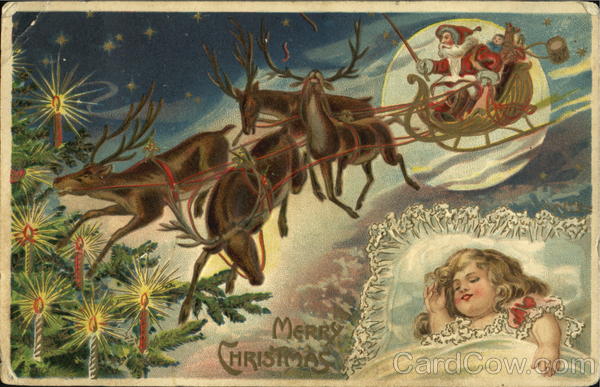 Santa on Sleigh little girl Santa Claus