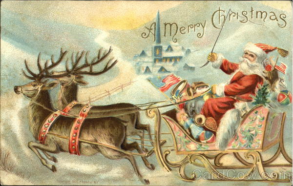 A Merry ChristmasSanta on Sleigh Santa Claus