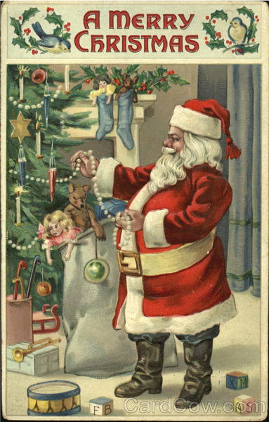 Santa Decorating Tree Santa Claus