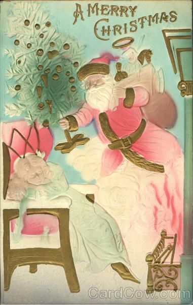 Embossed Pastel Santa Santa Claus