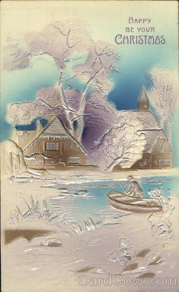 Embossed Pastel Christmas Scene