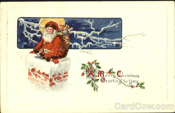 Santa Down Chimney Santa Claus