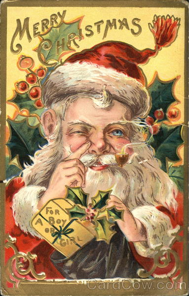 Santa Smoking a Pipe Santa Claus