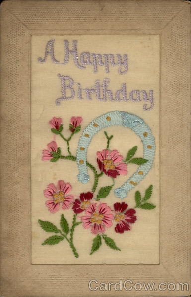 A Happy Birthday Embroidered Silk