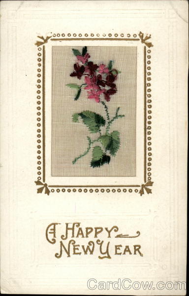 A Happy New Year Embroidered Silk