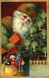 Santa with Green Robe Postcard