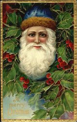 Santa with Blue cap/robe Postcard