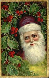 Santa with Purple cap/robe Postcard