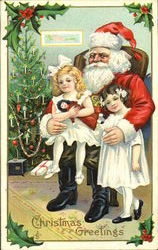 Santa with Children Postcard