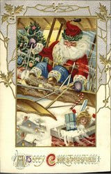 Santa in Airplane Postcard
