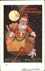 Santa in Ballon Santa Claus Postcard Postcard