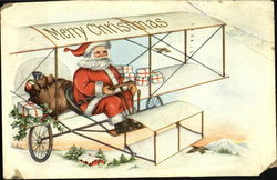 Santa in Airplane Postcard