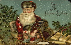 Santa in Auto Postcard