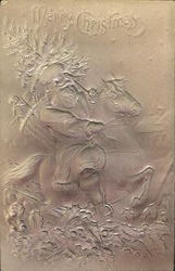 Embossed Santa on Horseback Postcard
