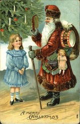 Santa with Girl Santa Claus Postcard Postcard