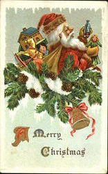 Santa with Gifts Postcard