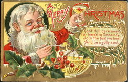 Santa Making a Toast Postcard