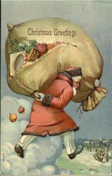 Santa with Big Bag of Gifts Postcard