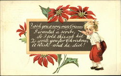 I Wish You A Very Merry Christmas Children Postcard Postcard