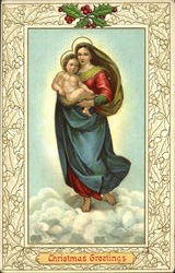 Christmas Greetings Madonna & Child Postcard Postcard