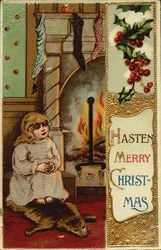 Hasten Merry Christmas Postcard