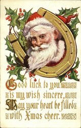 Santa in Horseshoe Postcard
