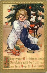 Girl with Stocking Children Postcard Postcard