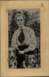 Edith Cavell WWI Nurse with Dogs Woven Silk Postcard Postcard