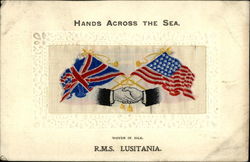 Hands Across the Sea R.M.S. Lusitania Woven Silk Postcard Postcard