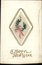 A Happy New Year Embroidered Silk Postcard Postcard