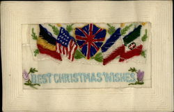 Allied Flags Best Christmas Wishes Postcard