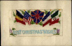 Allied Flags Best Christmas Wishes Embroidered Silk Postcard Postcard