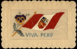 Viva Peru 1917 Embroidered Silk Postcard Postcard