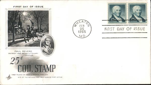 25¢ Coil Stamp - Paul Revere, Patriot and Revolutionary Leader Block of Stamps