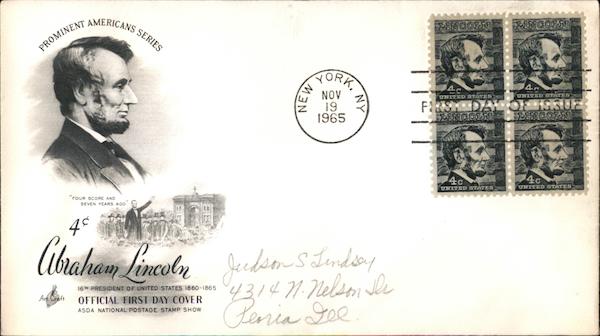 4c Abrabham Lincoln 16th President of the United States 1860-1865 Block of Stamps