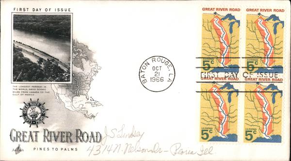 Great River Road Block of Stamps First Day Covers
