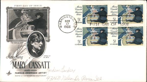 Honoring Mary Cassatt 1845-1926 Famous American Artist Block of Stamps