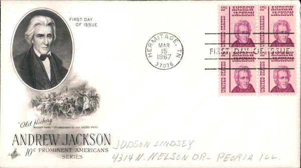 Andrew Jackson 10¢ Prominent Americans Series First Day Covers