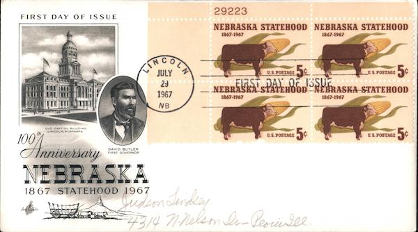 100th Anniversary Nebraska Statehood Plate Block of Stamps