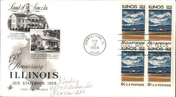 150th Anniversary Illinois Statehood 1818-1968 Block of Stamps