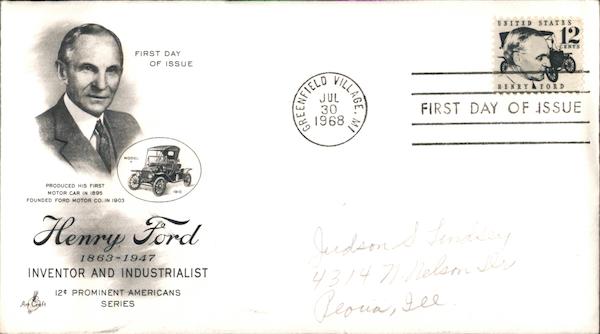 Henry Ford, 1863-1947 First Day Covers