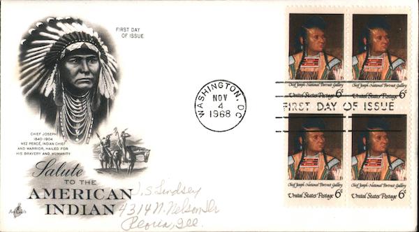 Salute to the American Indian Block of Stamps First Day Covers