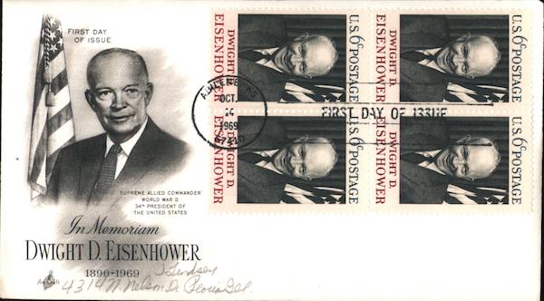In Memoriam Dwight D. Eisenhower 1890-1969 Block of Stamps