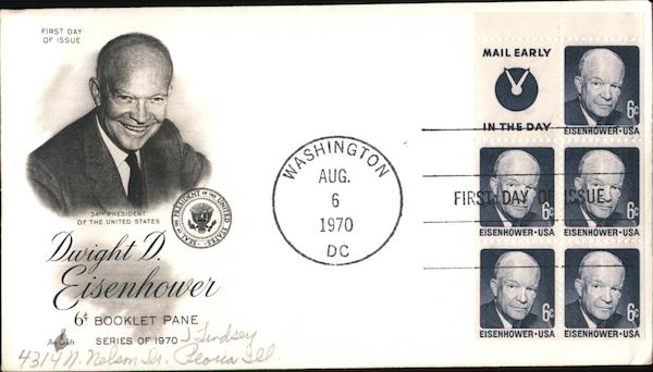 Dwight D. Eisenhower 6¢ Booklet Pane Block of Stamps
