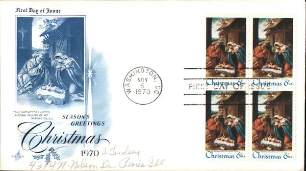 Seasons Greetings Christmas 1970 First Day Covers