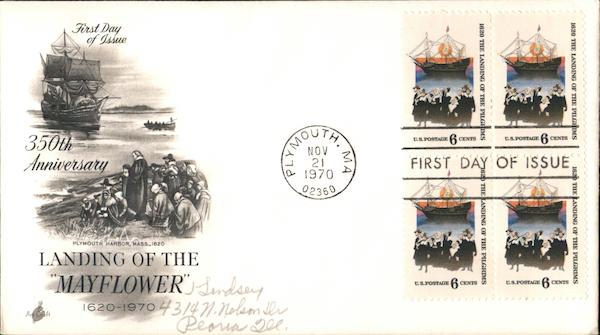 350th Anniversary Landing of the Mayflower 1620-1970 Block of Stamps