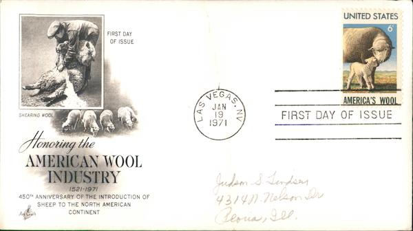 Honoring the American Wool Industry 1521-1971 First Day Covers