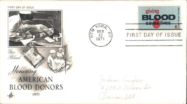 Honoring American Blood Donors 1971 First Day Covers