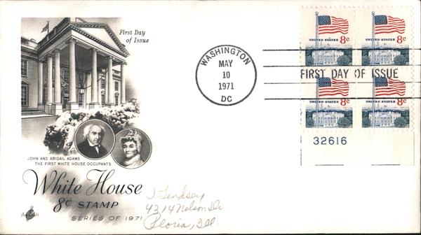 White House 8-cent Stamp, Series of 1971 Block of Stamps
